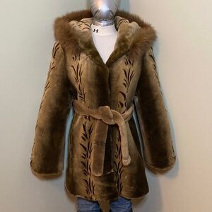 Luxurious Brown Faux Fur Coat with Hood